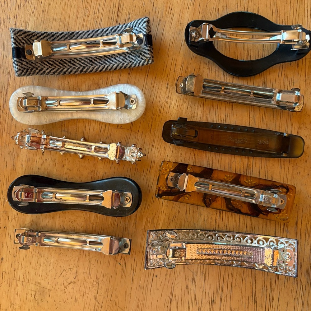 Vintage Hair Clip Set - Black, White, Brown, Gold - Picture 6 of 6